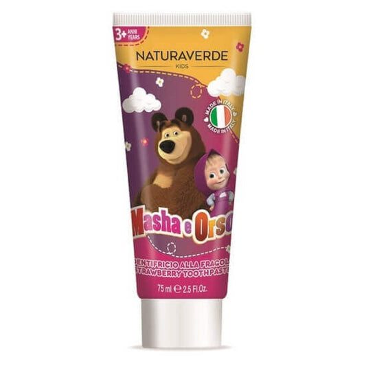 Naturaverde | Kids - Masha & Orso - Dentifricio alla Fragola per Bambini, Dentifricio Bambini con Formula Delicata, Dentifricio Masha e Orso, 75ml