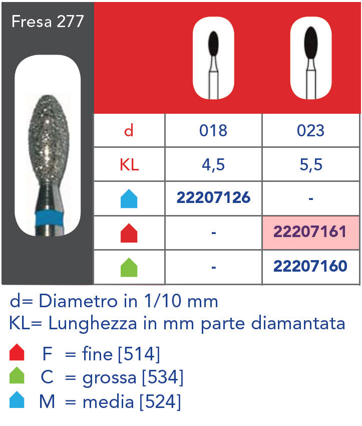 FRESA DIAMANTATA FG - 1pz Grana fine 277 314 023F