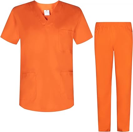 Arztset mit Jacke und Hose in der Farbe Orange 