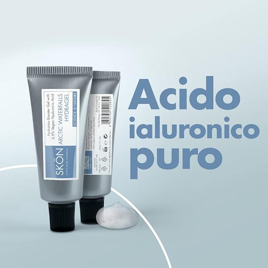 SKÖN  SIERO VISO con acido ialuronico puro. Idratante ed elasticizzante anti età. Bio e vegan, per pelli secche e sensibili.