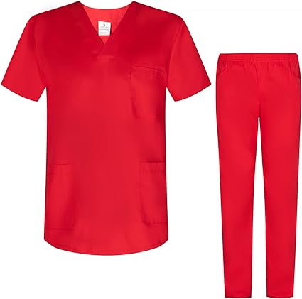 ENSEMBLE MÉDECIN AVEC VESTE + PANTALON Couleur ROUGE 