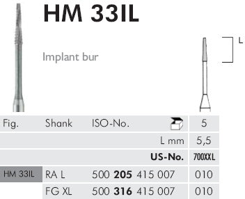 FRESA TUNGSTENO FGXL HM33IL 316 010 - 5pz