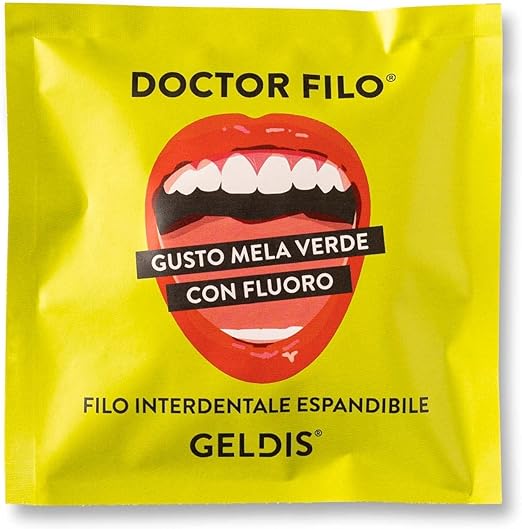 GELDIS® Filo Interdentale Espandibile Cerato Doctor Filo Geldis 100% Vegetale Morbido Versatile per Uso quotidiano - Filo interdentale Aromatizzato - 100% Riciclabile - 30 mt (Mela Verde)