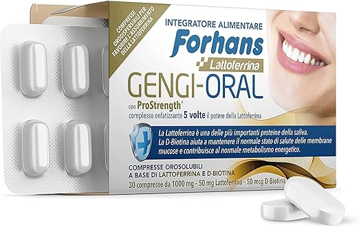 Forhans, Compresse Orosolubili Gengi-oral, Integratore Alimentare Per La Salute Del Cavo Orale, Con Lattoferrina, D-biotina E Prostrength, Antibatterica, Confezione Da 30 Compresse