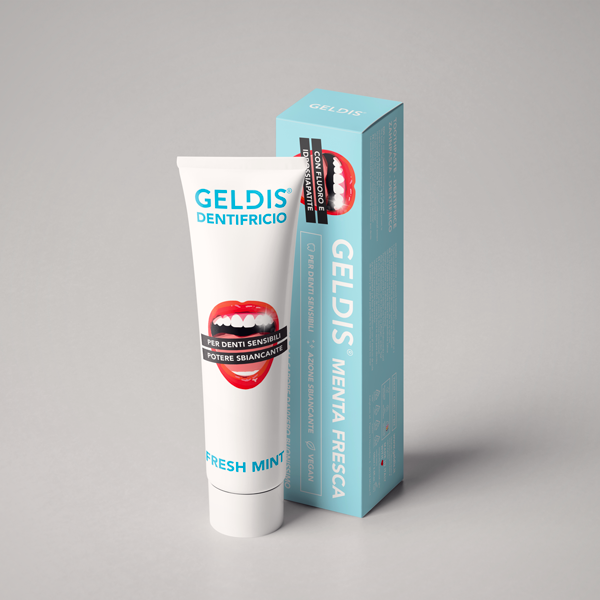 GELDIS Dentifricio Remineralizzante per Denti Sensibili con Azione Anticarie per Pulizia Denti | Alito fresco e profumato | 100% Vegan 100% Riciclabile |100 ml (Menta, 1 Pezzo)