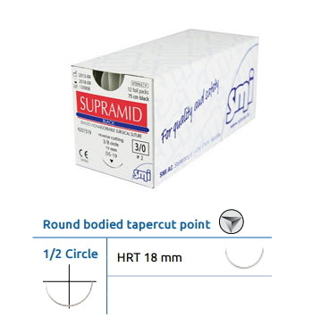 SUTURE SUPRAMID TAPERCUT 1/2CER HRT18 75cm - 12pz EP 1,5 USP  SMI