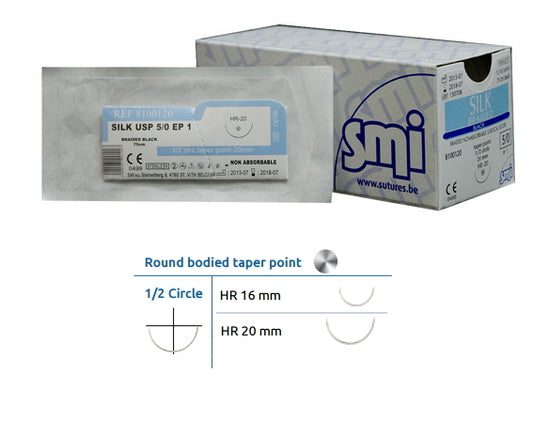 SUTURE IN SETA HR20 75cm - 12pz USP 2/0 AGO 20mm