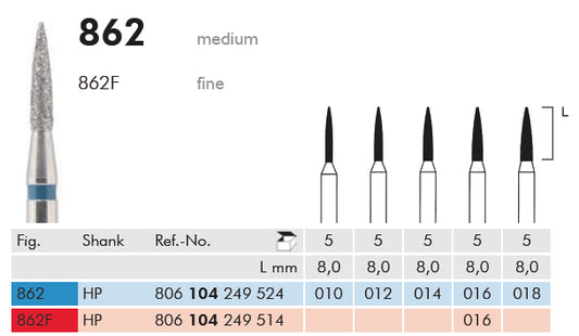 Fraise diamant fig 862F 104 016 -HP - 5pcs