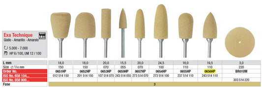 GOMMINI ABRASIVI EXA TECHNIQUE - 6pz GIALLO - ISO 110